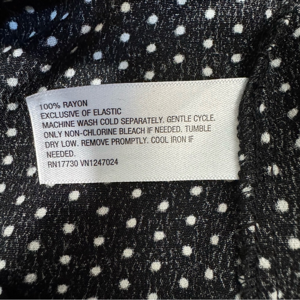 a new day NWT Black White Polka Dot Dress Short Sleeve A-Line V-Neck Size Large - Picture 9 of 9